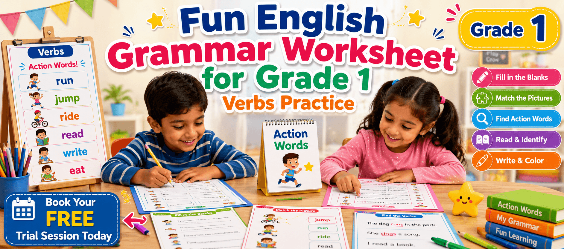 Action Words English Grammar Worksheet with Answers.png