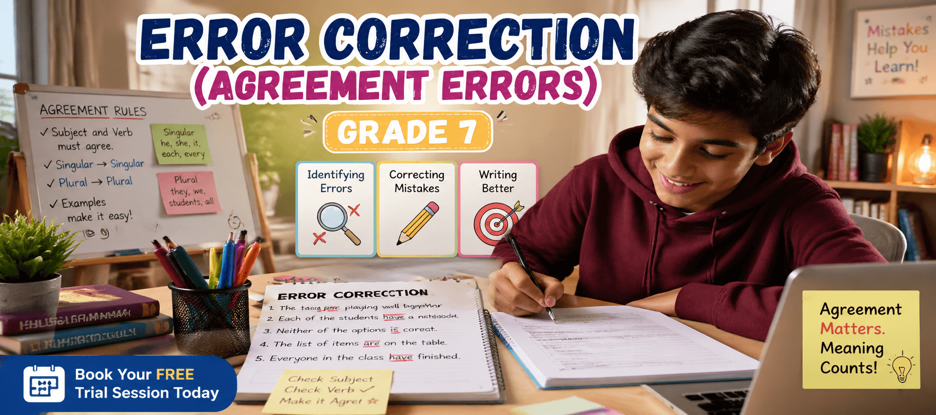 Agreement Errors Printable Grammar Worksheet for Class 7 [PDF].png