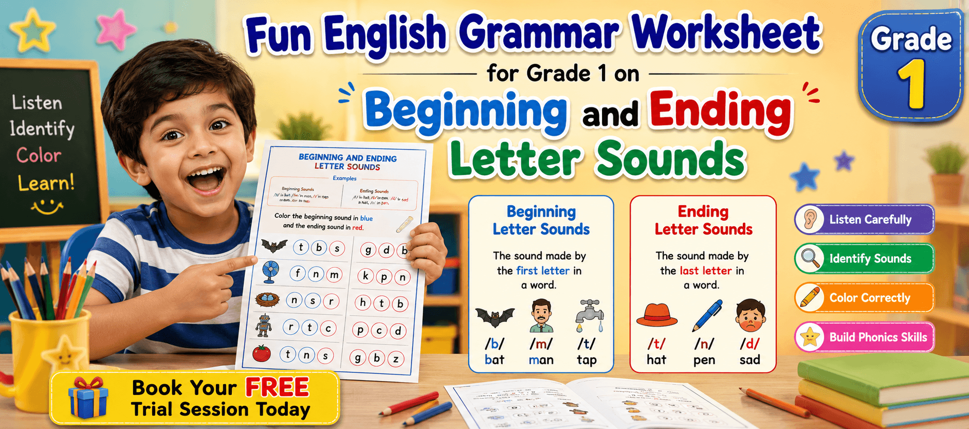 Beginning & Ending Sounds Phonics Worksheet for Class 1.png