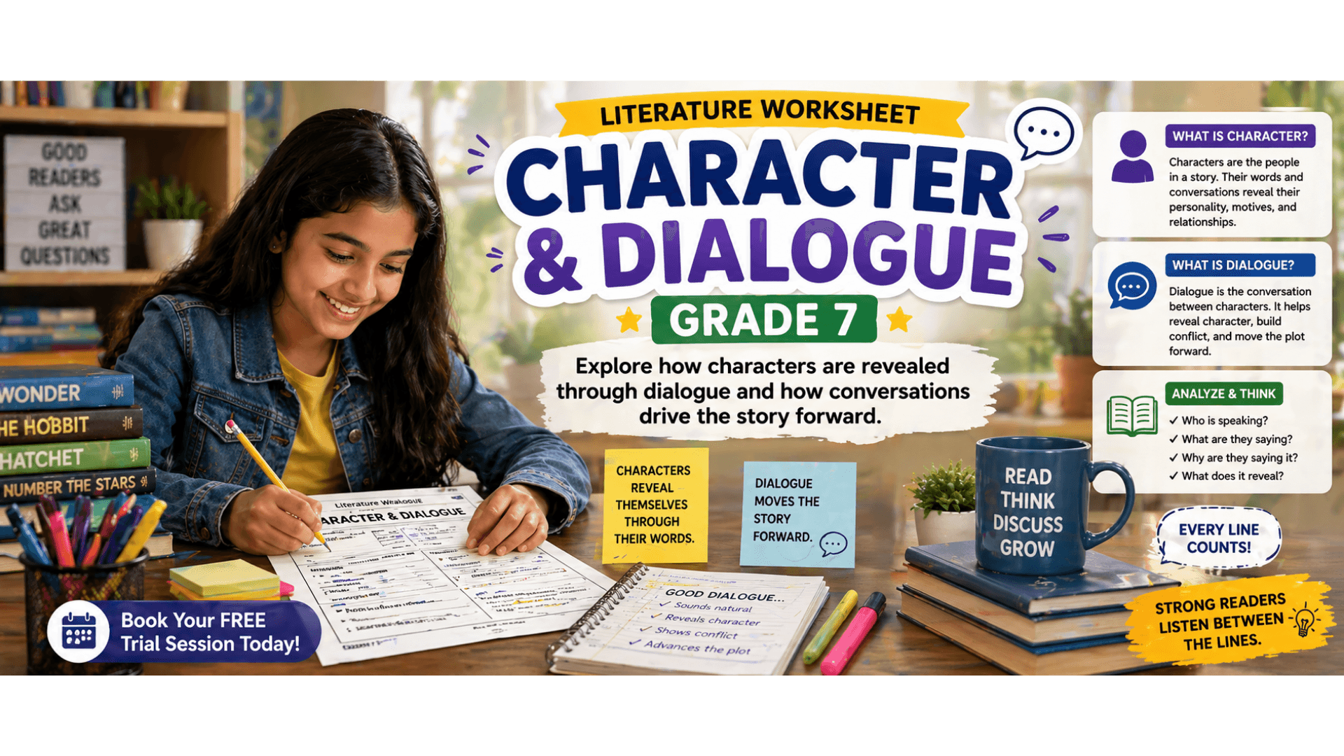 Character & Dialogue Grade 7 Literature Worksheet [Free PDF Printable].png
