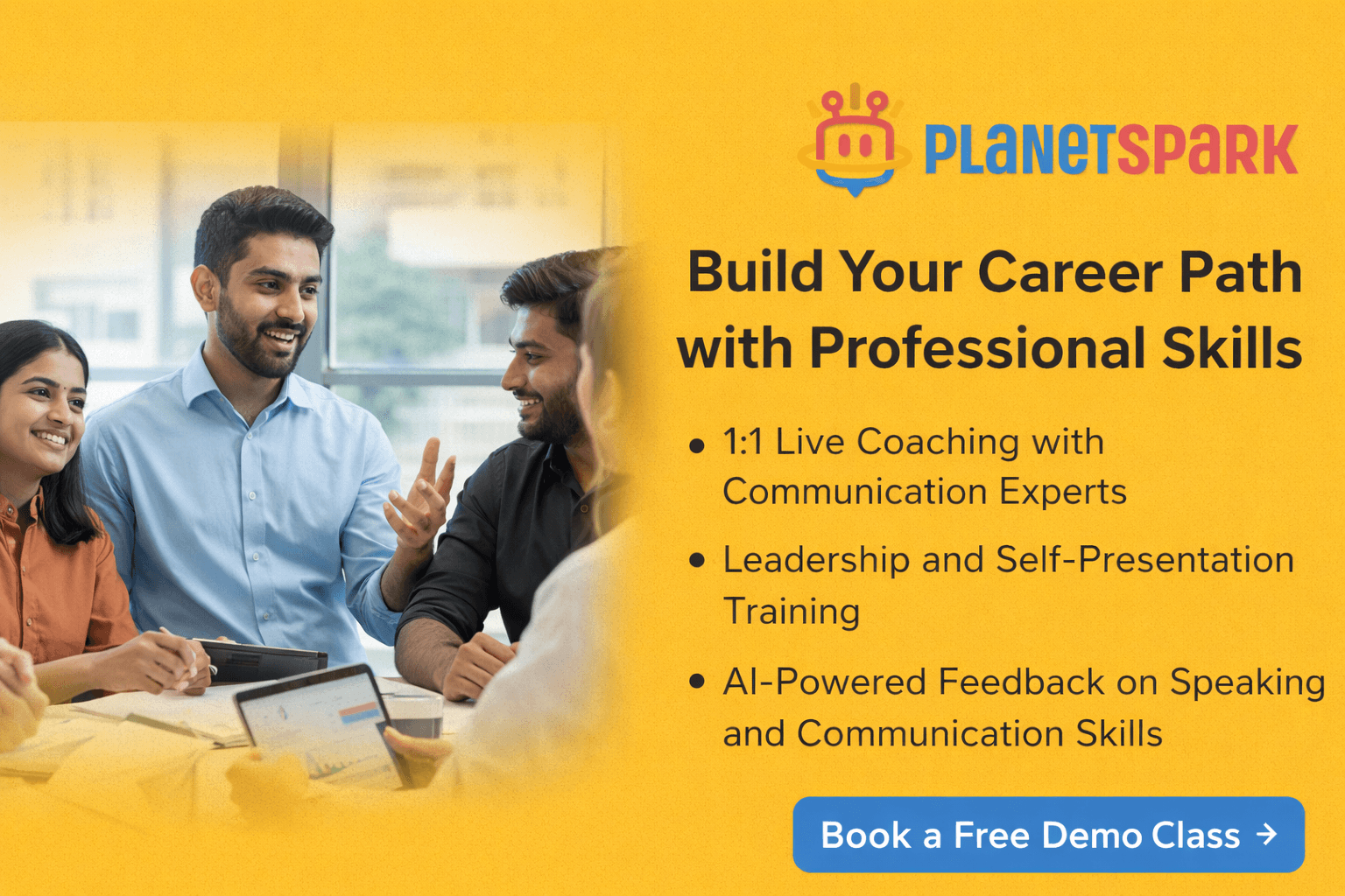 Urban Indian college students learning communication skills with PlanetSpark personality development training for career growth