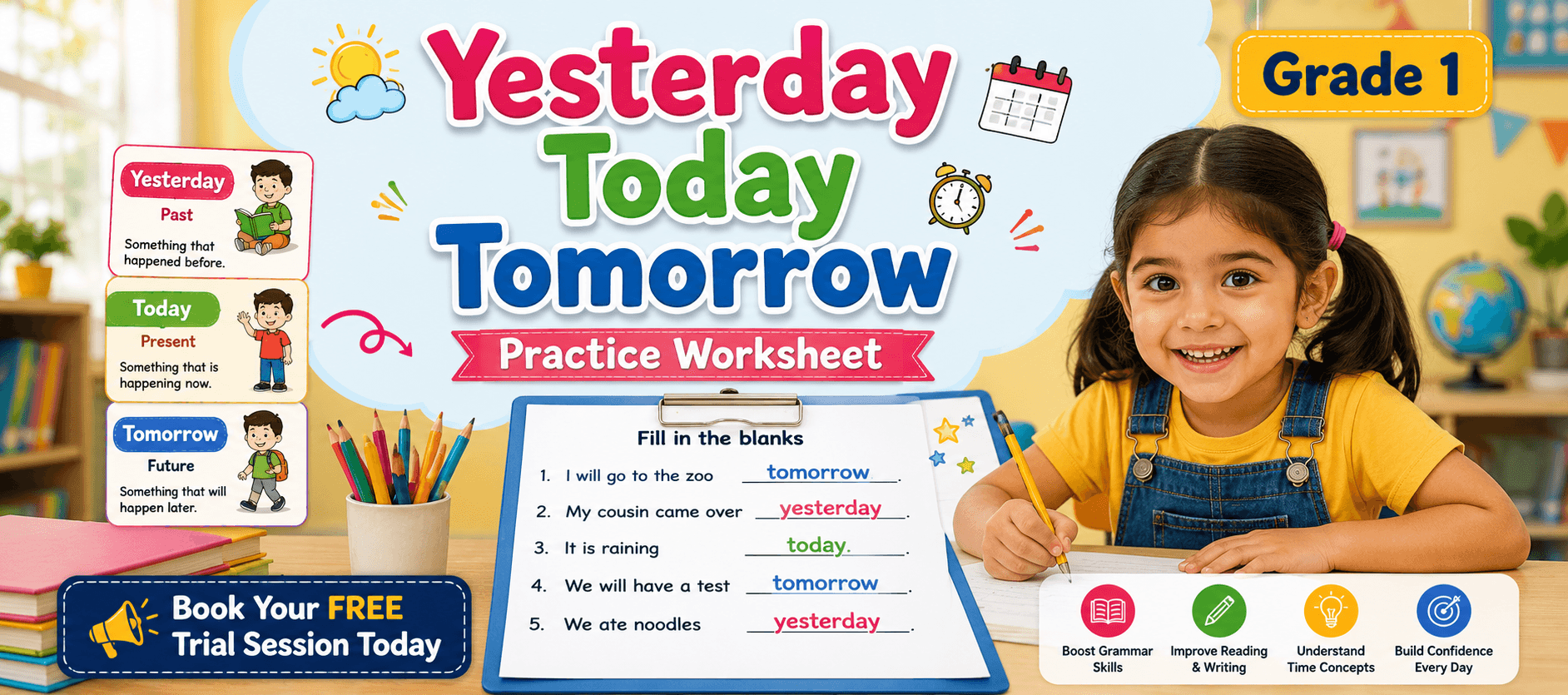Class 1 Grammar Exercises on Time Words Usage.png