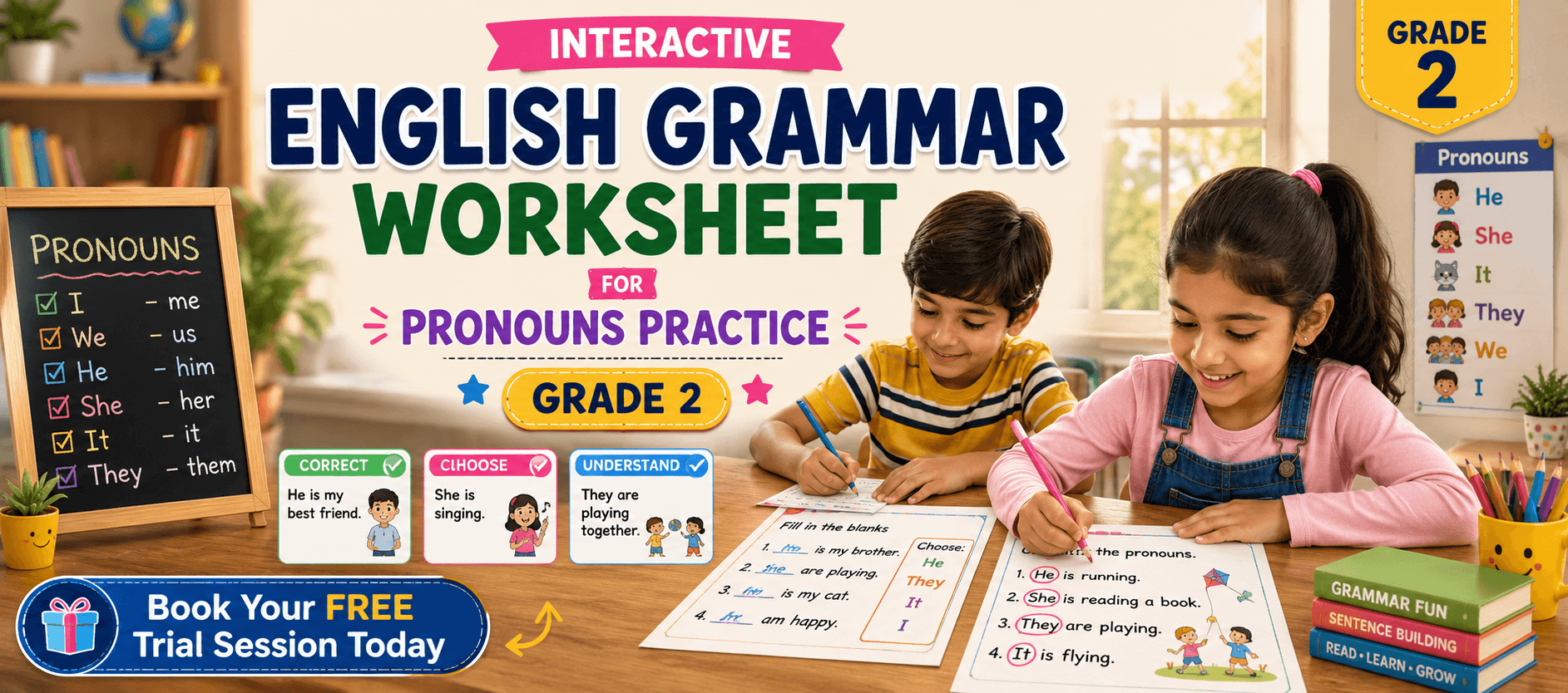 Class 2 English Worksheet on He, She, They & Pronouns.png
