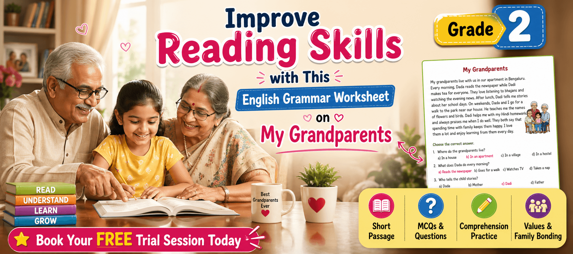 Class 2 Reading Comprehension Passage on My Grandparents.png
