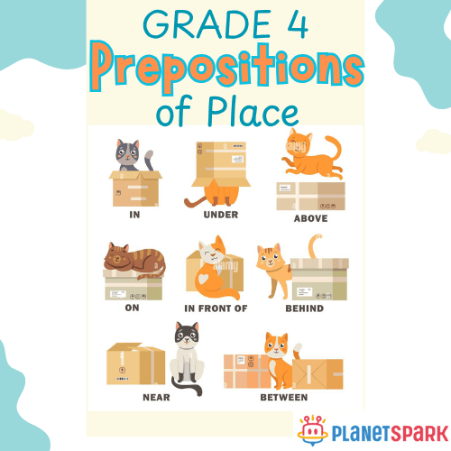 Class 4 Grammar Worksheet on Prepositions Use