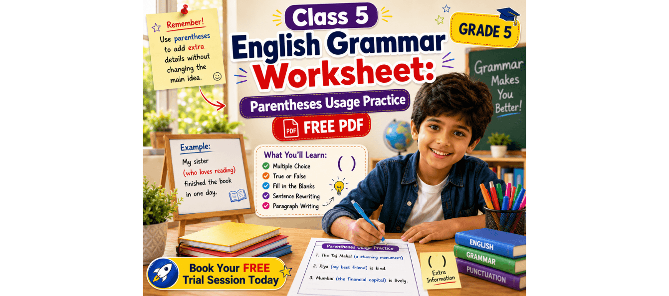 Class 5 English Grammar Worksheet Parentheses Usage Practice [Free PDF].png