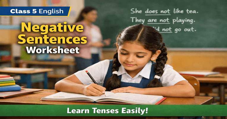 Class 5 Negative Sentences Tenses Worksheet [Free PDF].png