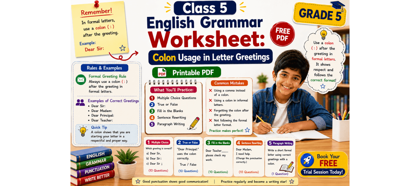 Class 5 Worksheet Colon Usage in Letter Greetings [Free PDF].png