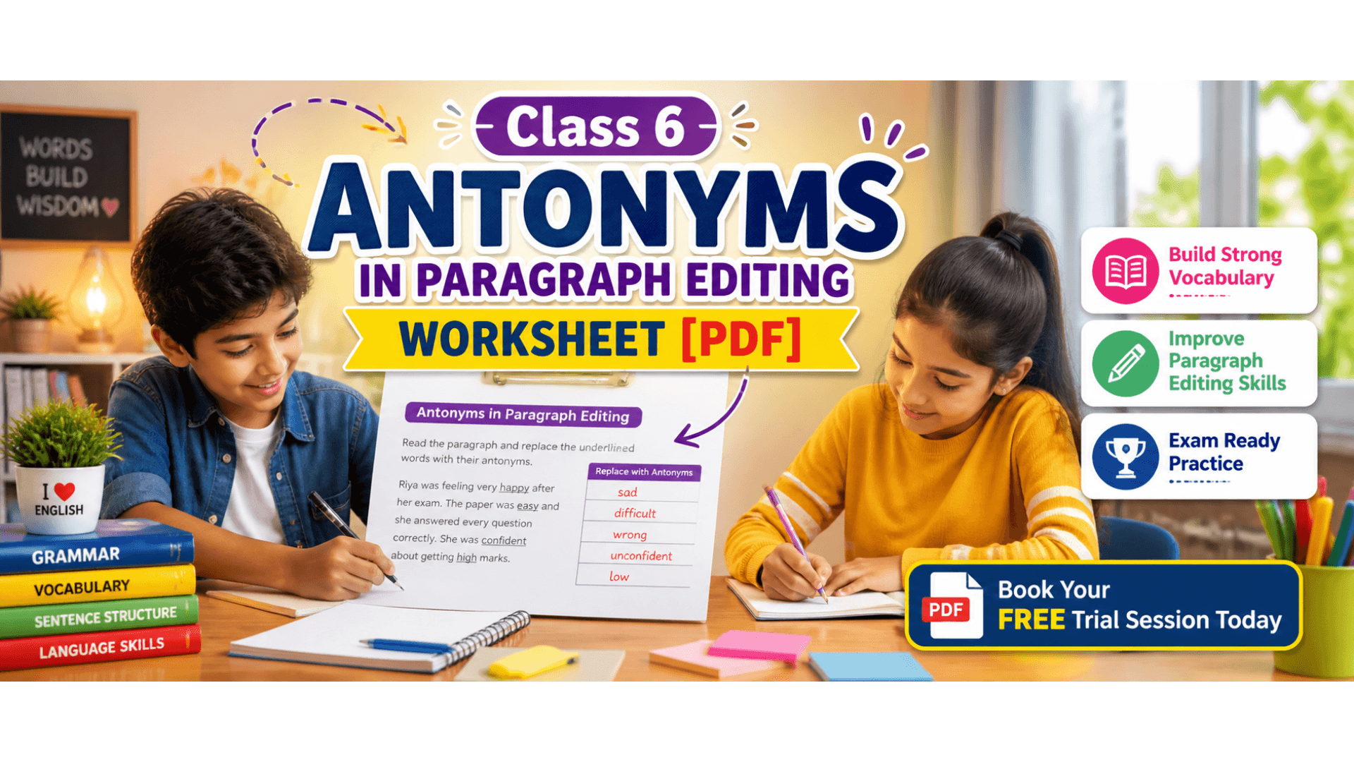Class 6 Antonyms in Paragraph Editing Worksheet [PDF]1.png