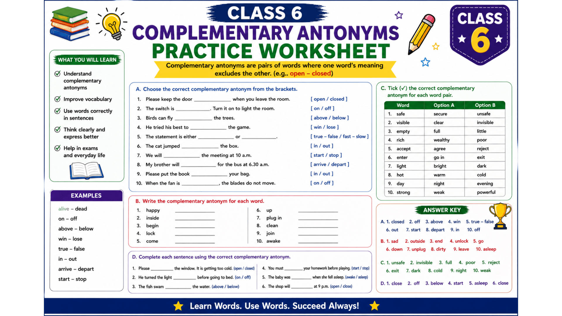 Class 6 Complementary Antonyms Practice Worksheet PDF.png
