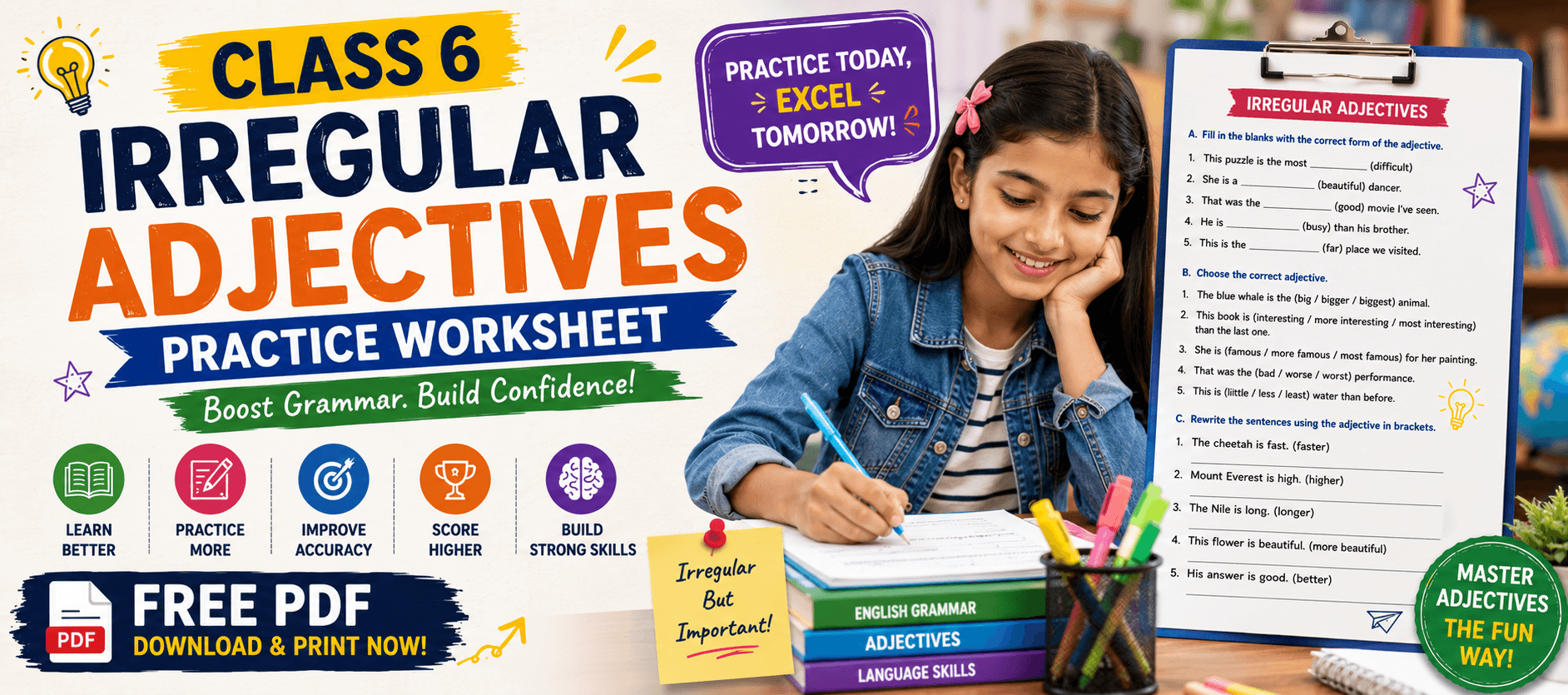 Class 6 Irregular Adjectives Practice Worksheet [Free PDF].png