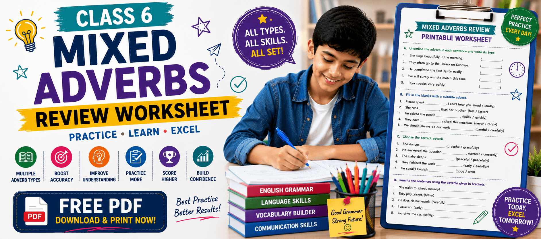 Class 6 Mixed Adverbs Review Printable Worksheet PDF.png