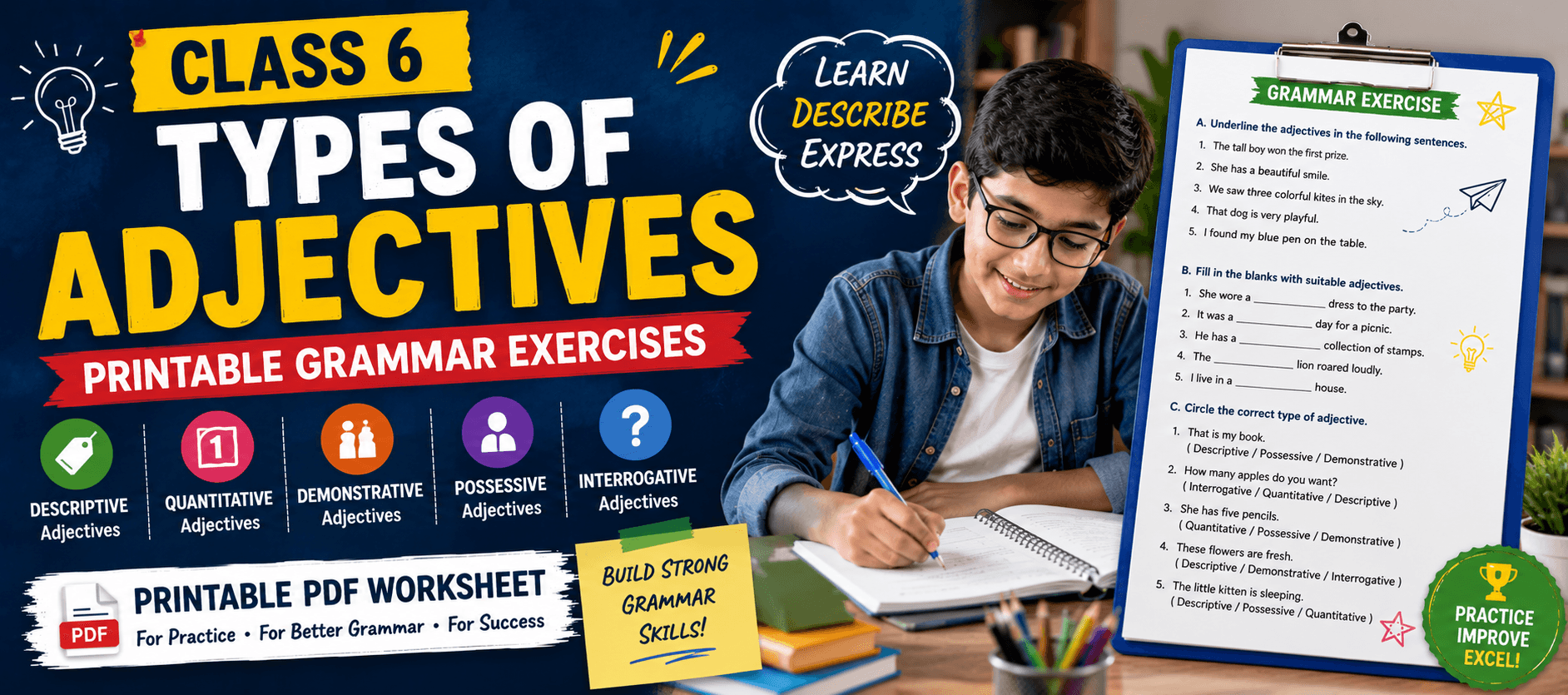 Class 6 Types of Adjectives Printable Grammar Exercises.png