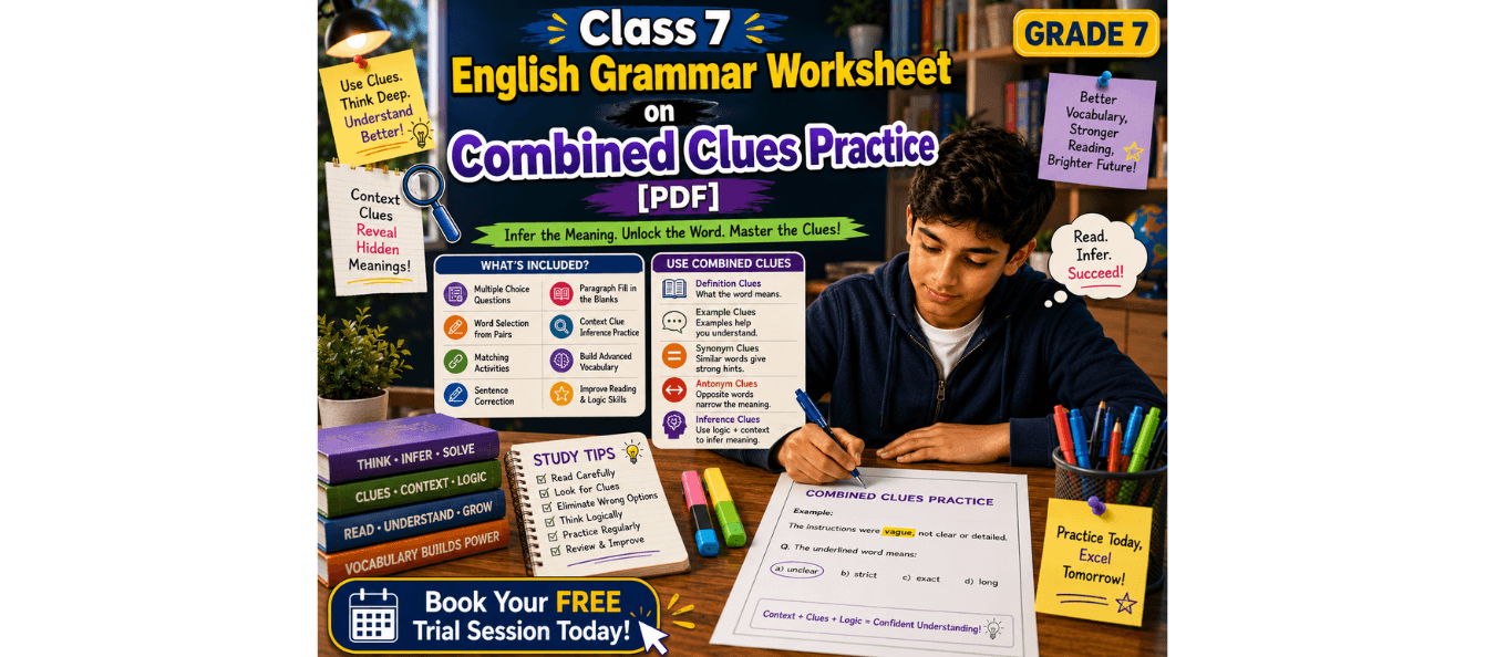 Class 7 English Grammar Worksheet on Combined Clues Practice [PDF].png