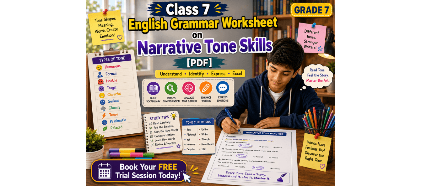 Class 7 English Grammar Worksheet on Narrative Tone [PDF].png