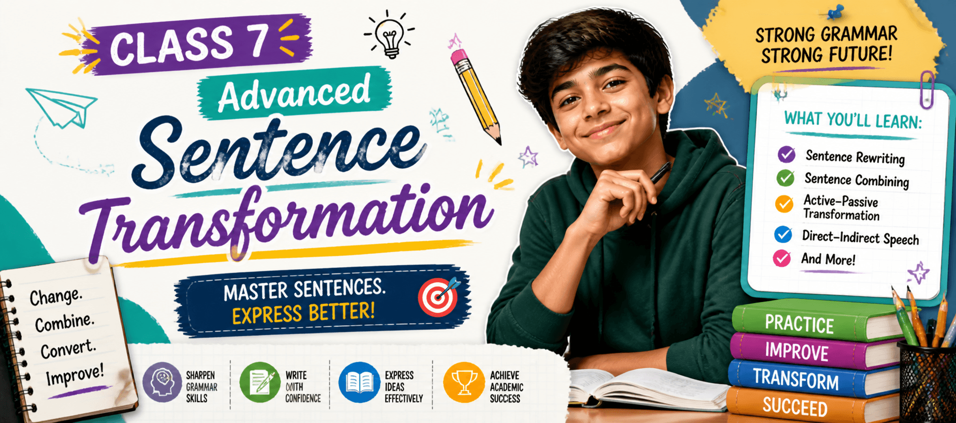 Class 7 Grammar Worksheet on Advanced Sentence Transformation.png