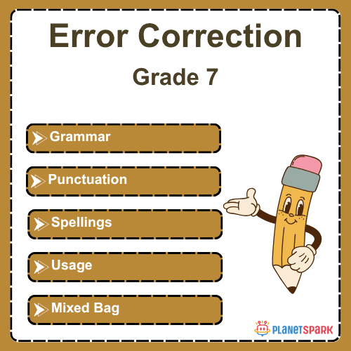 Class 7 Grammar Worksheet on Paragraph Error Correction