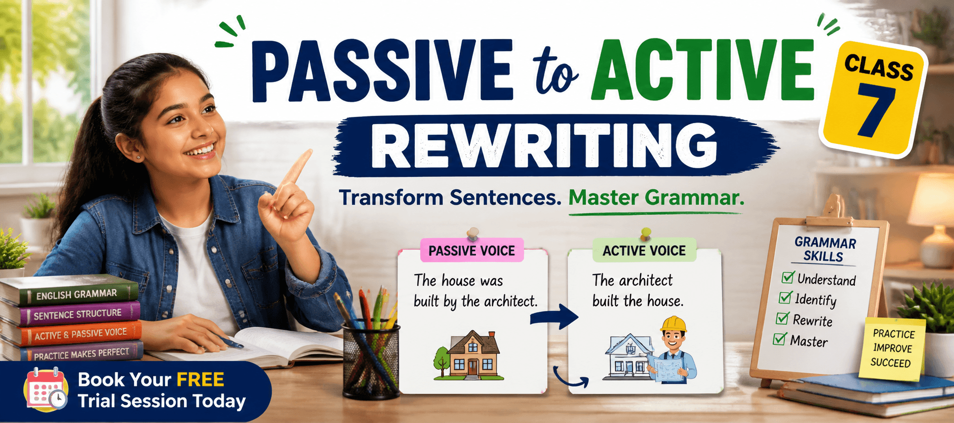 Class 7 Grammar Worksheet on Passive to Active Rewriting.png