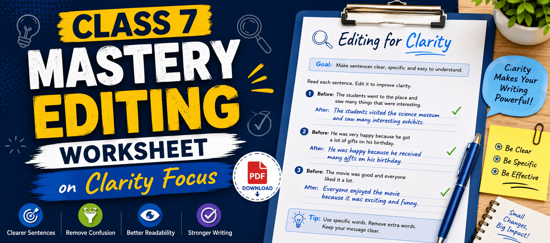 Class 7 Mastery Editing Worksheet on Clarity Focus.png