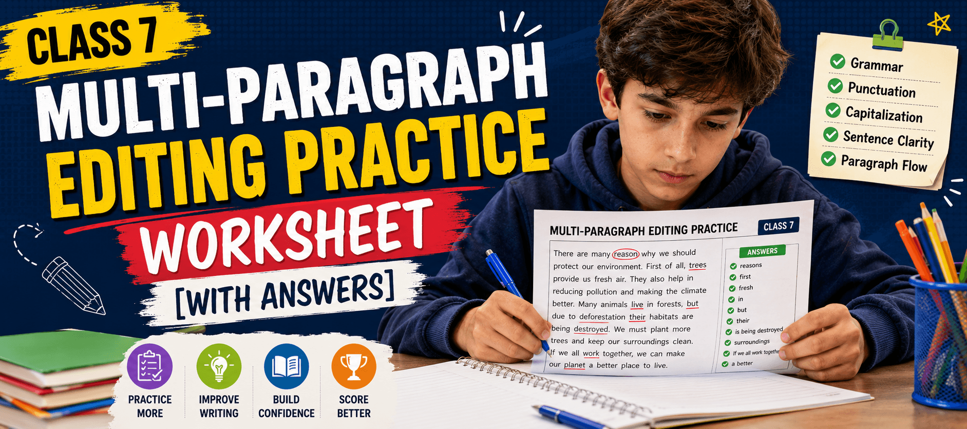 Class 7 Multi-Paragraph Editing Practice Worksheet [With Answers].png