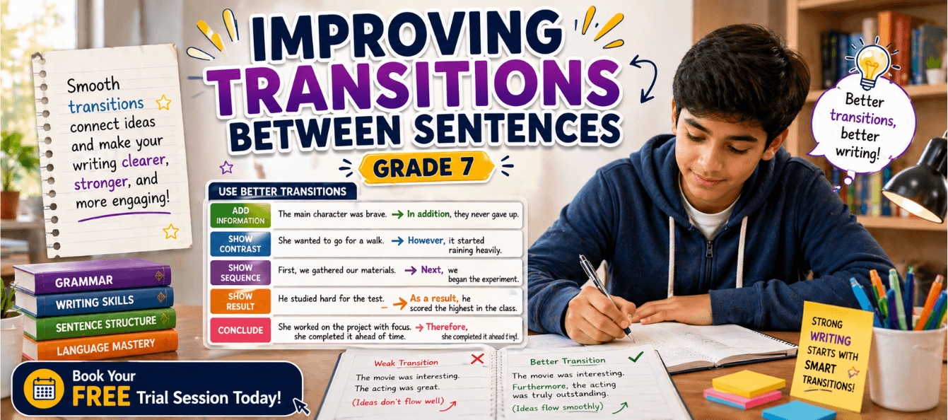 Class 7 Transitions Between Sentences Worksheet [Free PDF].png