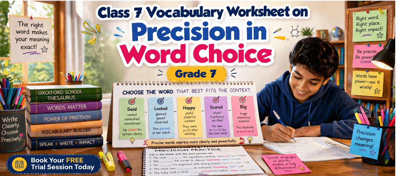 Class 7 Vocabulary Worksheet on Precision in Word Choice [Free PDF].png
