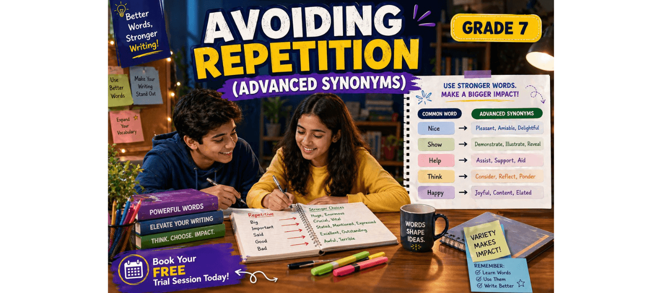 Class 7 Worksheet on Avoiding Repetition in Vocabulary [With Answers].png