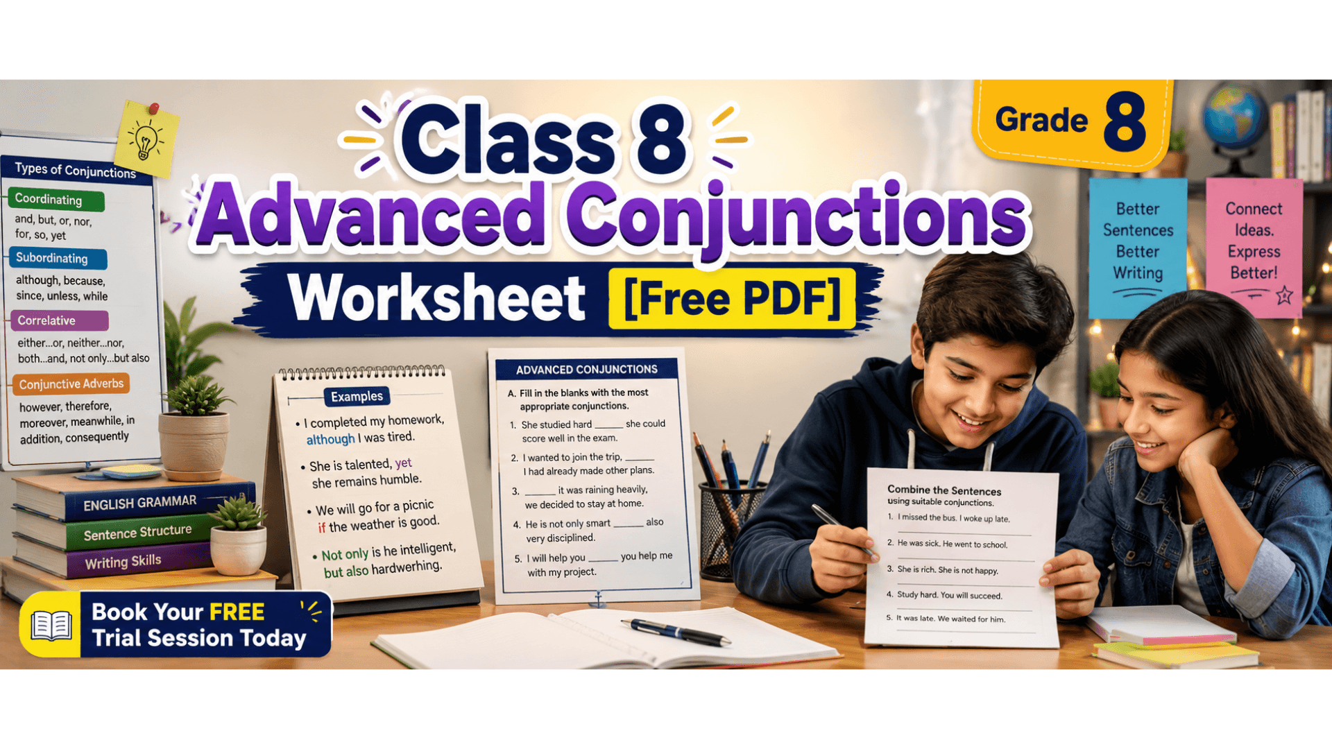 Class 8 Advanced Conjunctions Worksheet [Free PDF].png
