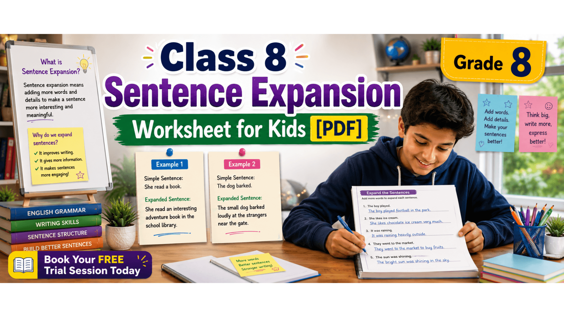 Class 8 Sentence Expansion Worksheet for Kids [PDF].png