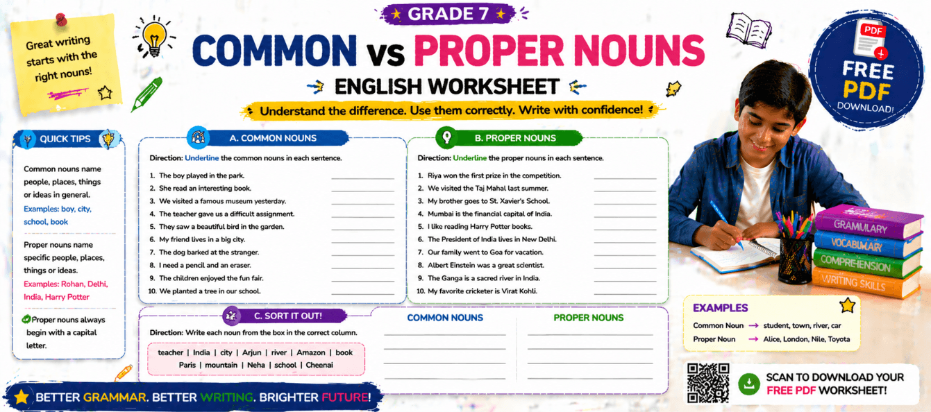Common vs Proper Nouns Grade 7 English Worksheet [Printable].png