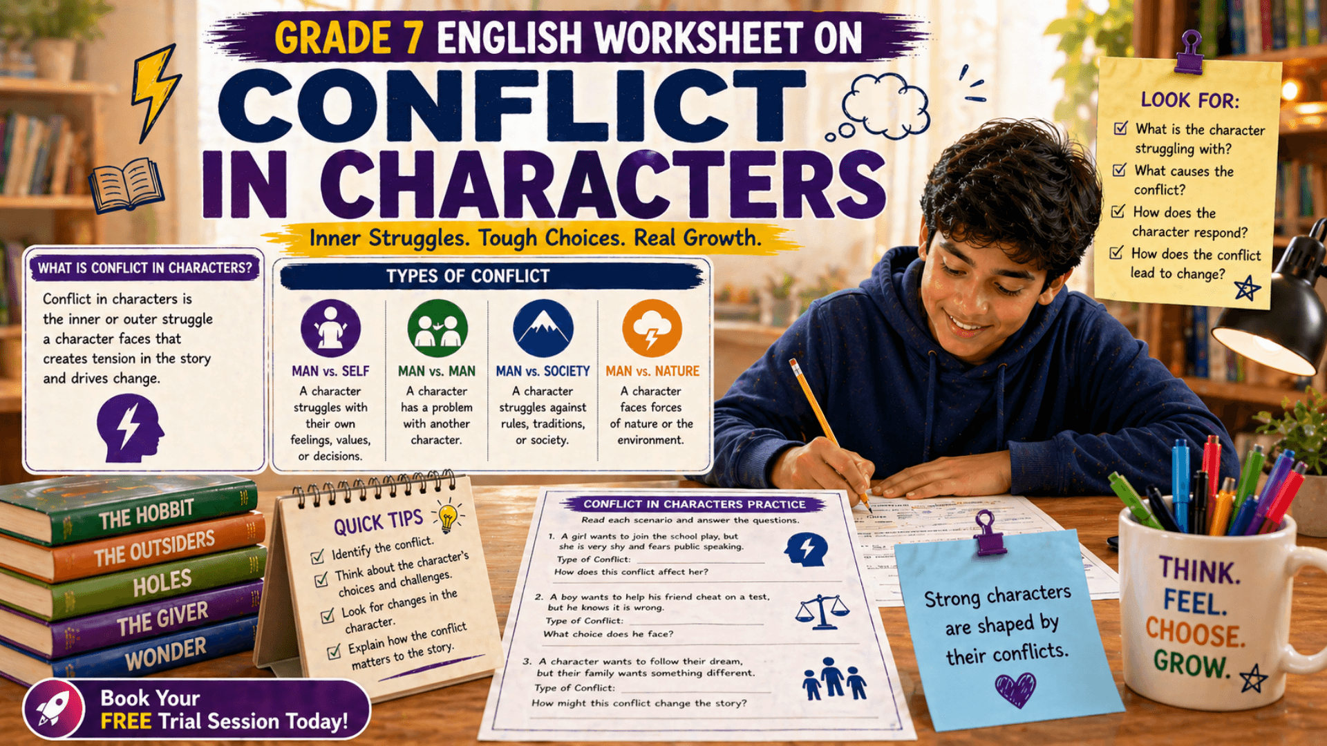 Conflict in Characters Grade 7 Literature Worksheet [Free PDF].png