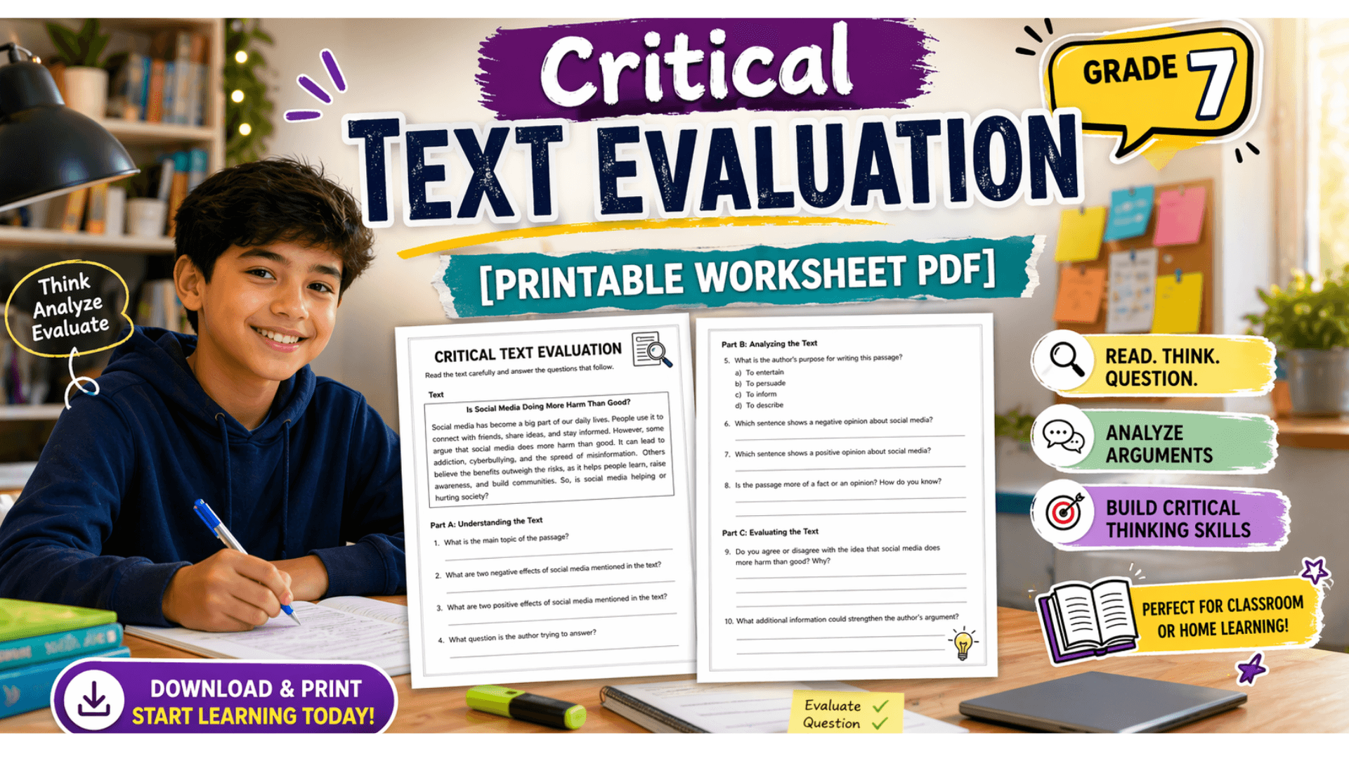 Critical Text Evaluation for Grade 7 [Printable Worksheet PDF].png