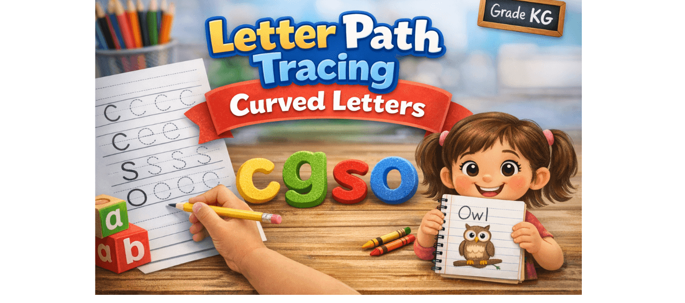 Curved Letter Path Worksheet for KG Kids With Arrows.png
