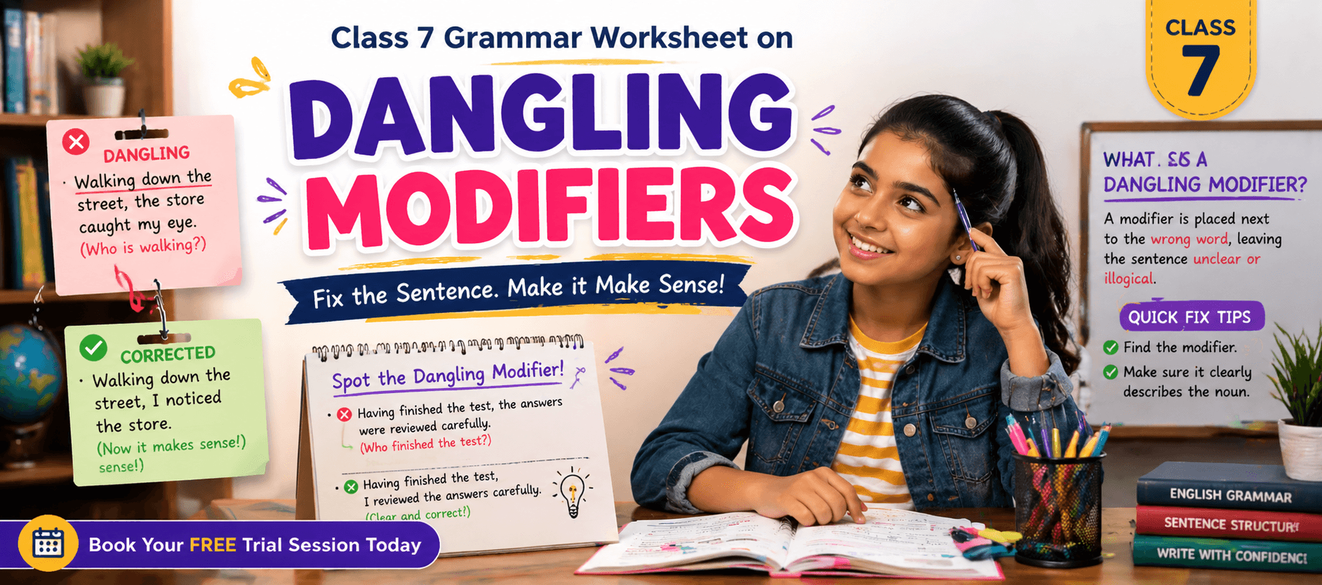 Dangling Modifiers for Grade 7 Clear Examples & Exercises [Free PDF].png