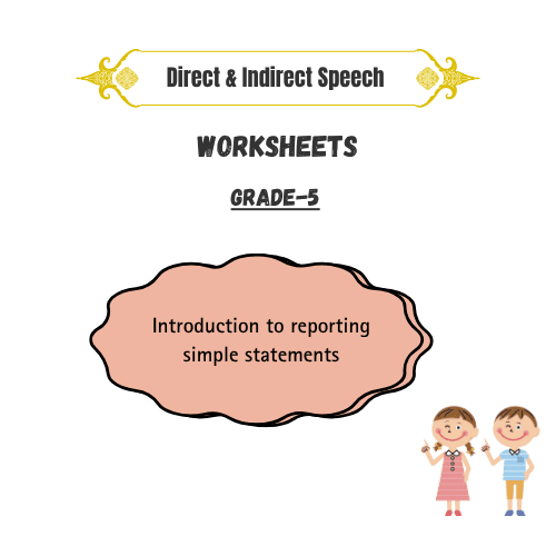 Direct and Indirect Speech English Worksheet Grade 5