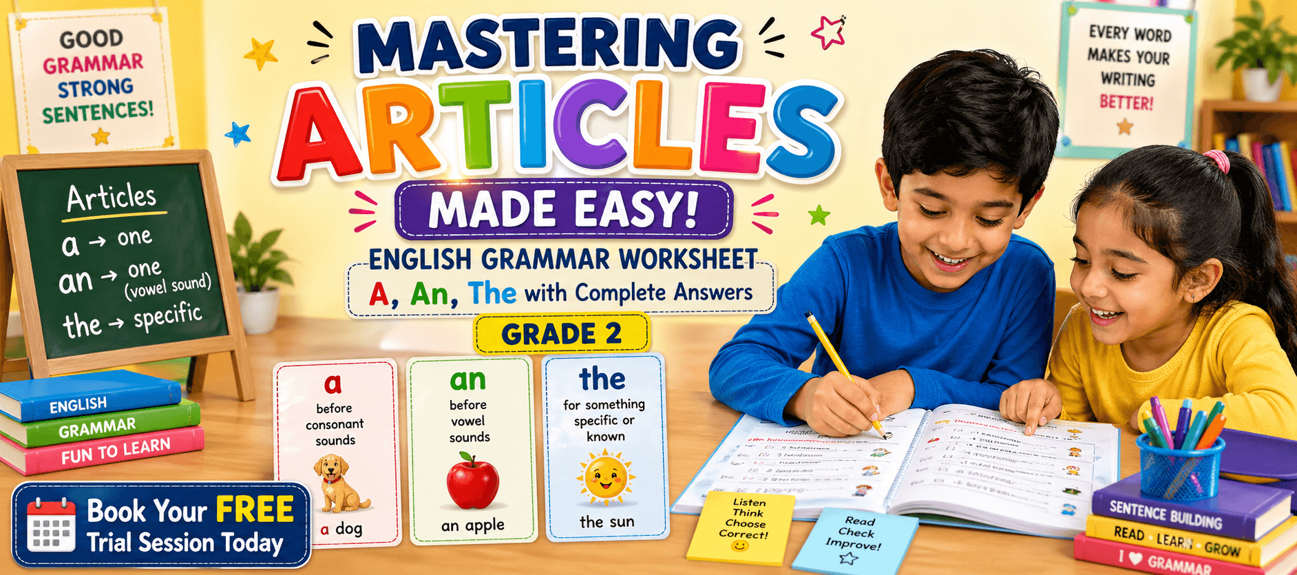 Easy Articles A An The Exercises for Class 2 Students.png