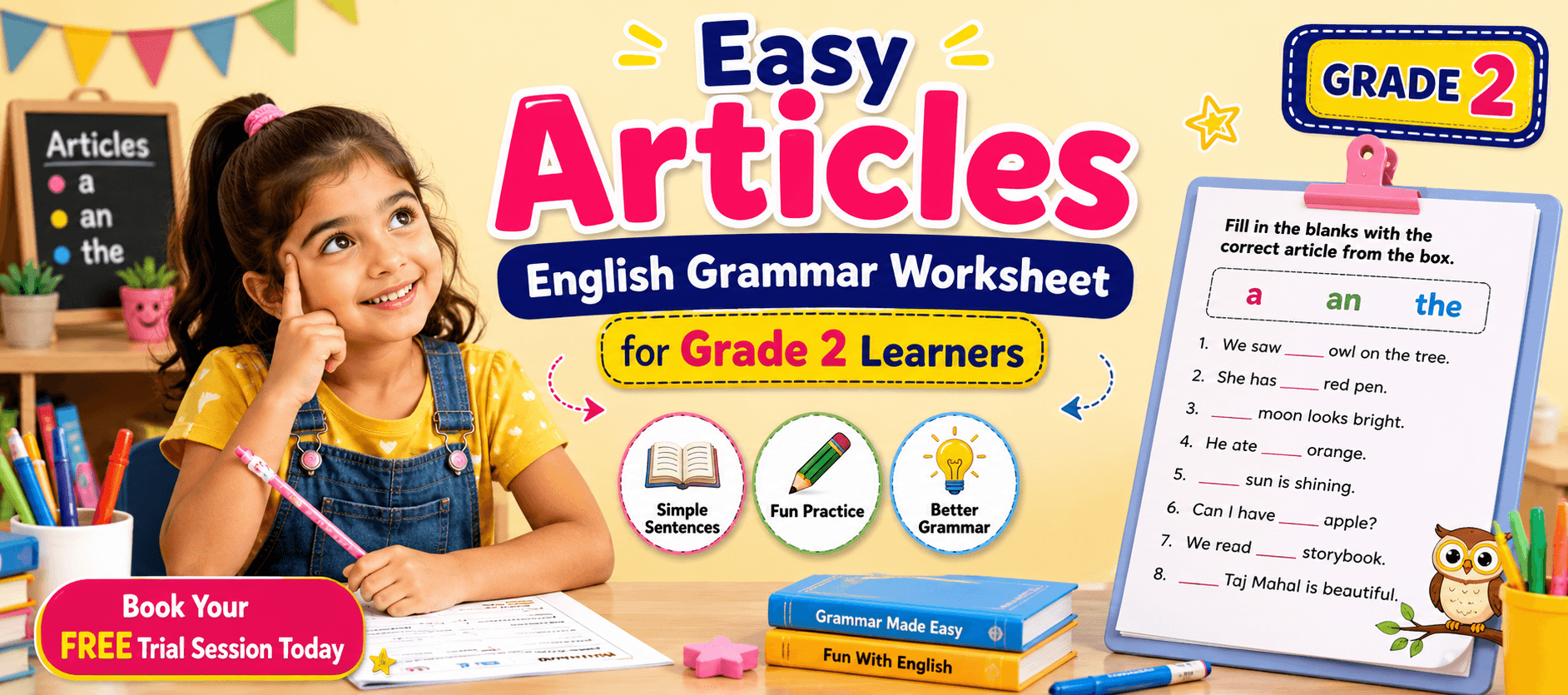 Easy Articles Exercises Worksheet for Class 2 Students.png