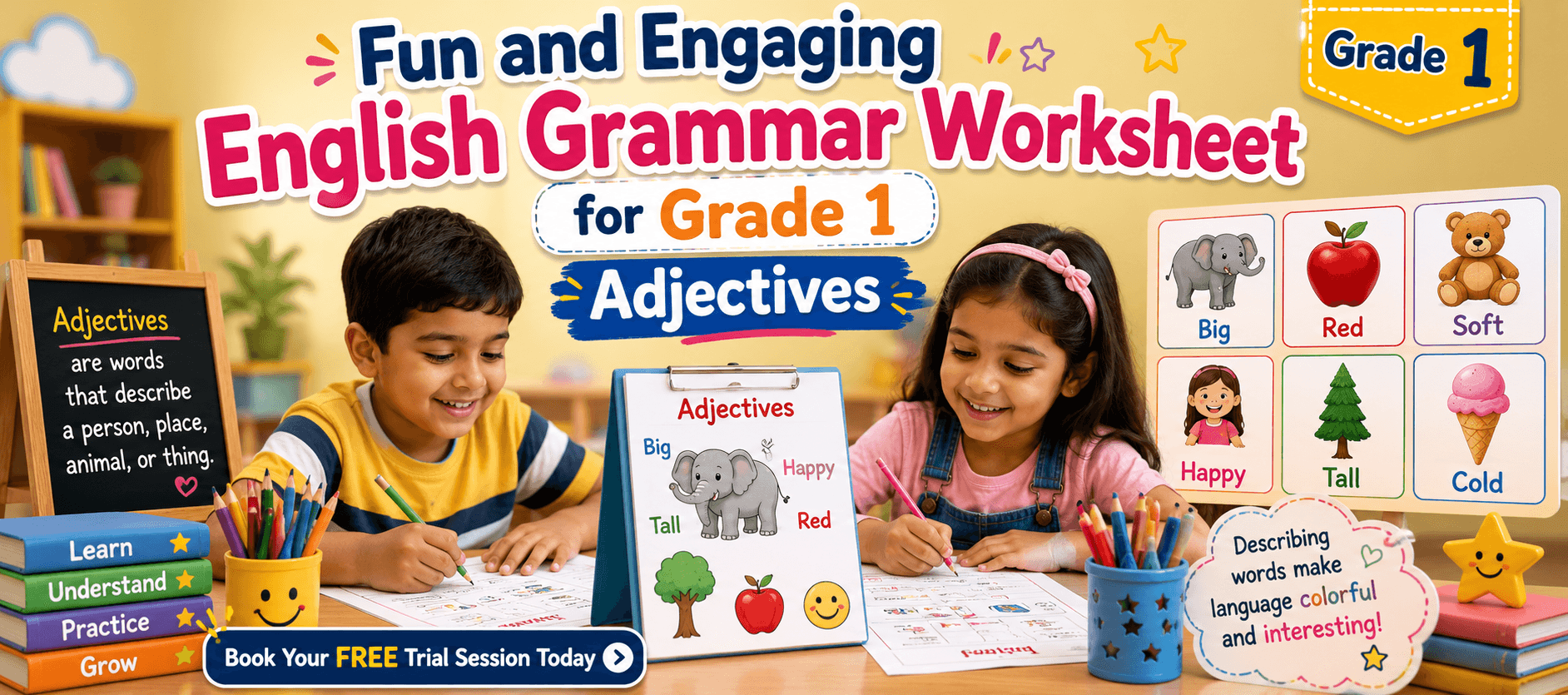 English Grammar Adjectives Practice PDF for Kids.png