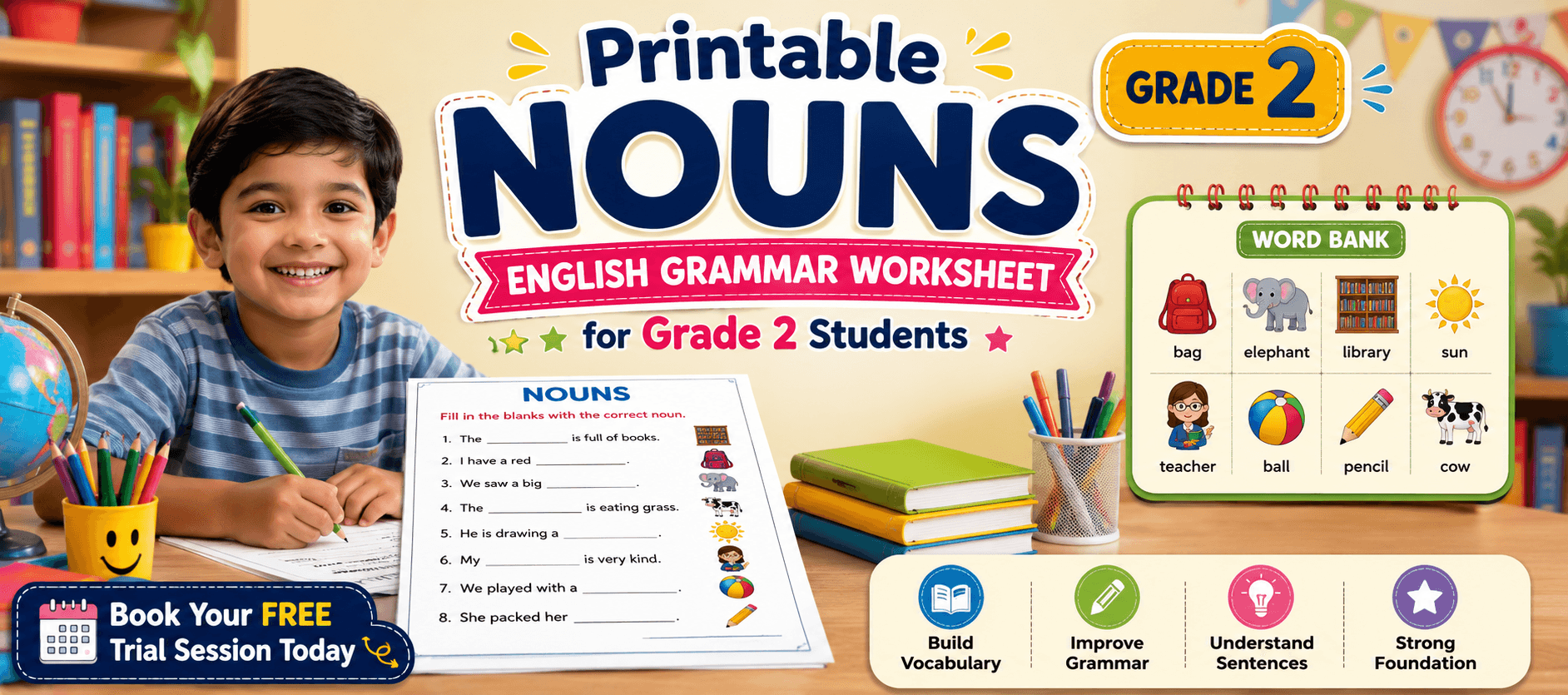 English Grammar Noun Exercises Worksheet for Class 2 Kids.png