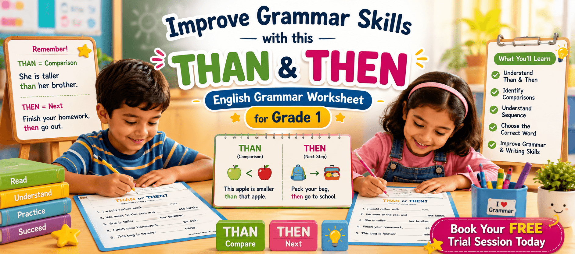 English Grammar Printable Worksheet Than vs Then.png