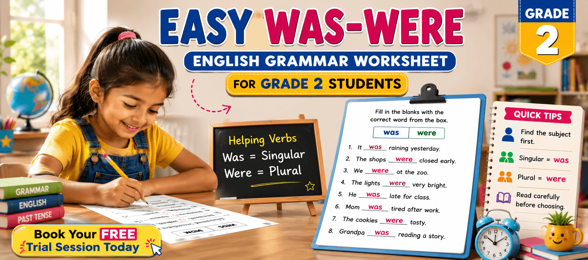 English Grammar Was and Were Exercises for Grade 2 Kids.png