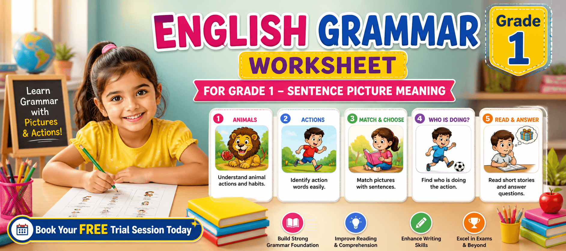 English Worksheet PDF for Class 1 Sentence Meaning Activities.png