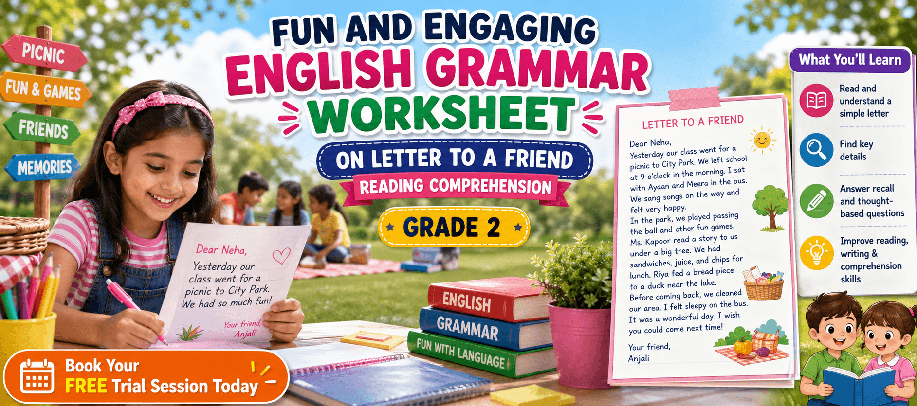 English Worksheet for Class 2 Friendly Letter Exercises PDF.png