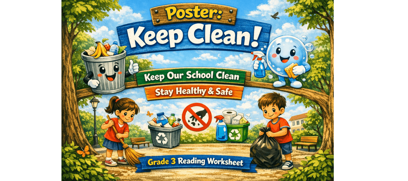 English Worksheet for Grade 3 Poster on Cleanliness PDF.png