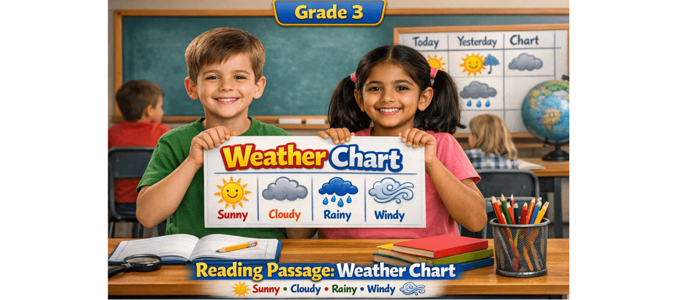 English Worksheet for Grade 3 Weather Chart Practice PDF.png