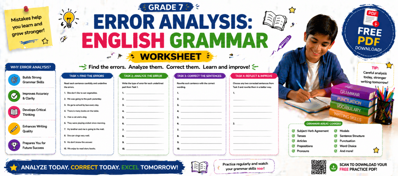 Error Analysis Grade 7 English Grammar Worksheet [Practice PDF].png