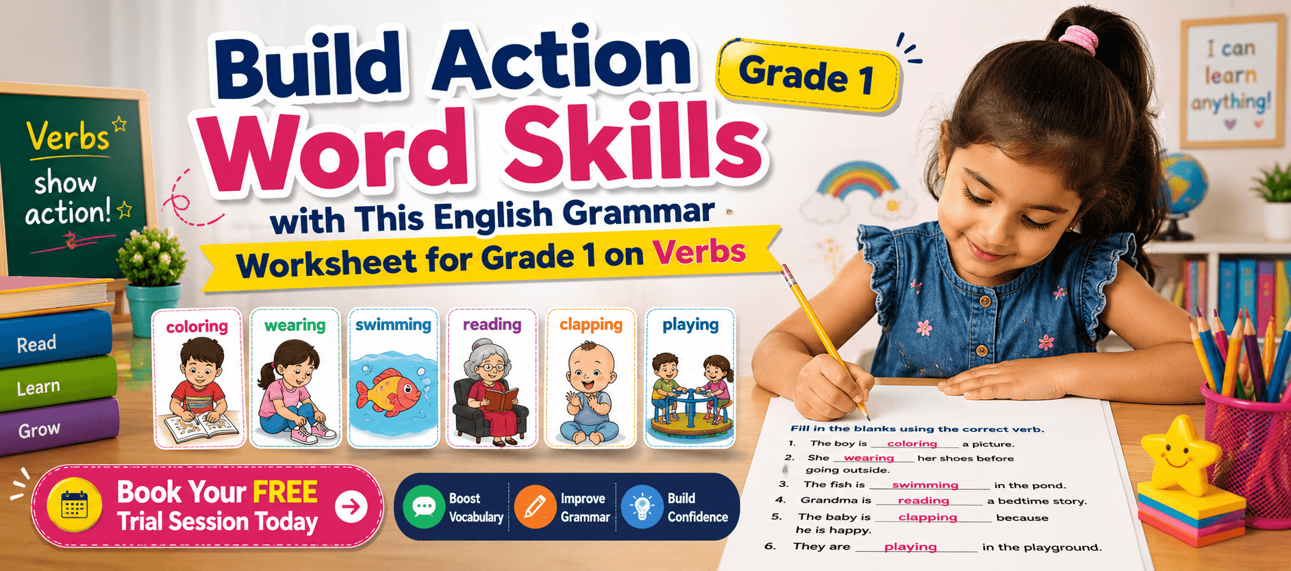 Fun Action Words Practice Worksheet for Class 1 Students.png