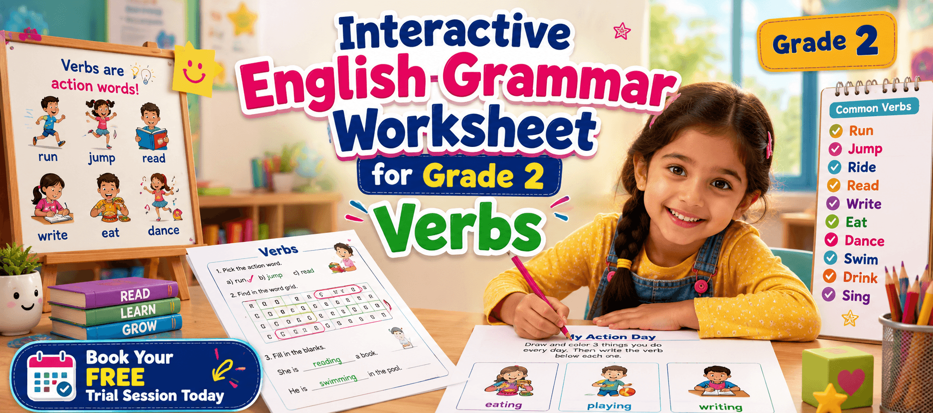 Fun Doing Words Exercises for Kids – Class 2 PDF.png