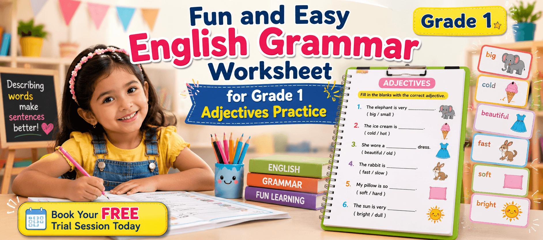 Fun English Grammar Worksheet for Class 1 Adjectives.png