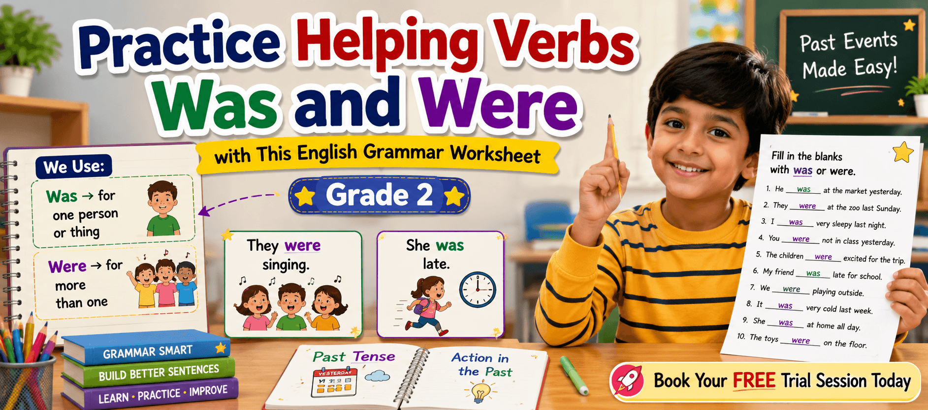 Fun Was and Were Practice Worksheet for Class 2 Students.png